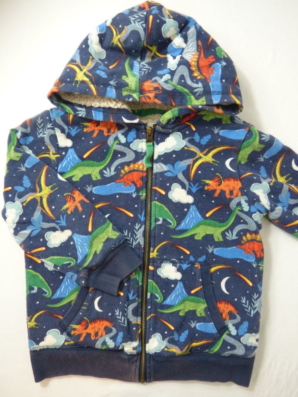 Mini Boden Kids' Shaggy-lined Dinosaur Hoodie, 5-6 Years